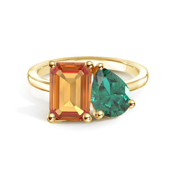 Toi et Moi Personalized Citrine Birthstone Anniversary Ring