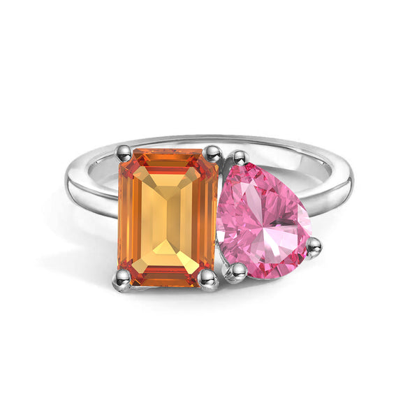 Toi et Moi Personalized Citrine Birthstone Anniversary Ring