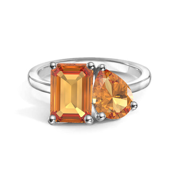 Toi et Moi Personalized Citrine Birthstone Anniversary Ring