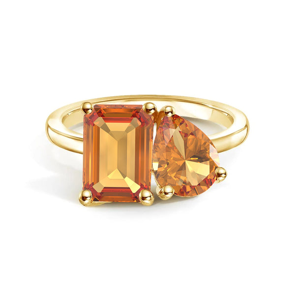 Toi et Moi Personalized Citrine Birthstone Anniversary Ring