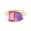 Toi et Moi Personalized Pink Tourmaline Birthstone Anniversary Ring