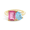 Toi et Moi Personalized Pink Tourmaline Birthstone Anniversary Ring