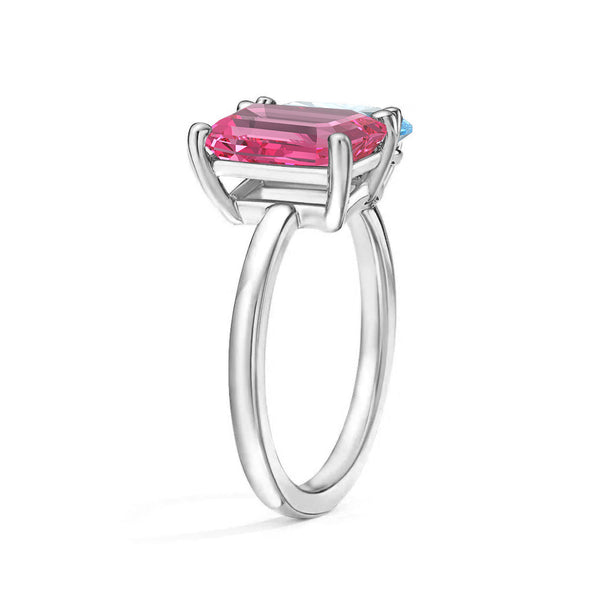 Toi et Moi Personalized Pink Tourmaline Birthstone Anniversary Ring