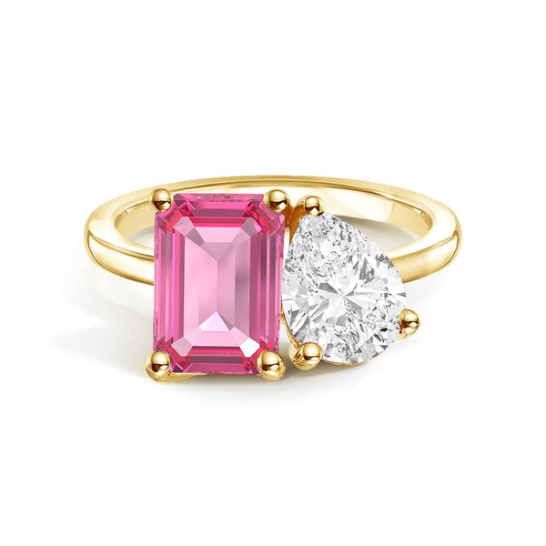 Toi et Moi Personalized Pink Tourmaline Birthstone Anniversary Ring