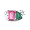 Toi et Moi Personalized Pink Tourmaline Birthstone Anniversary Ring