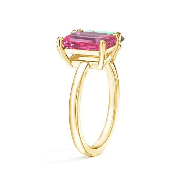 Toi et Moi Personalized Pink Tourmaline Birthstone Anniversary Ring