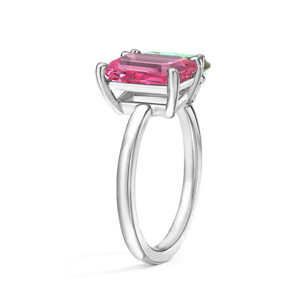 Toi et Moi Personalized Pink Tourmaline Birthstone Anniversary Ring