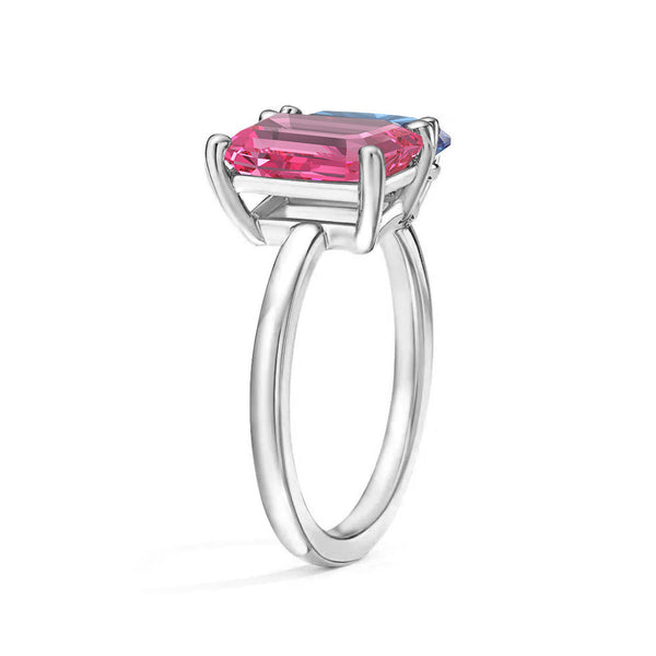 Toi et Moi Personalized Pink Tourmaline Birthstone Anniversary Ring