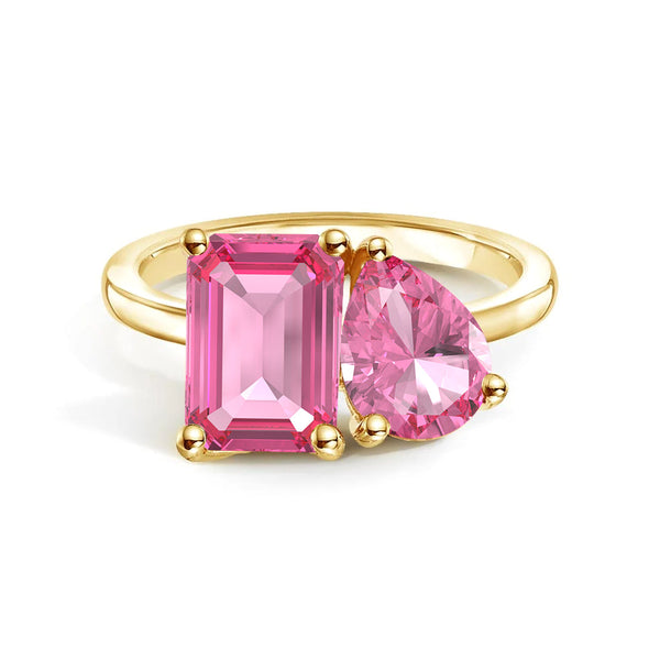 Toi et Moi Personalized Pink Tourmaline Birthstone Anniversary Ring