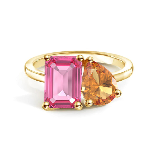 Toi et Moi Personalized Pink Tourmaline Birthstone Anniversary Ring