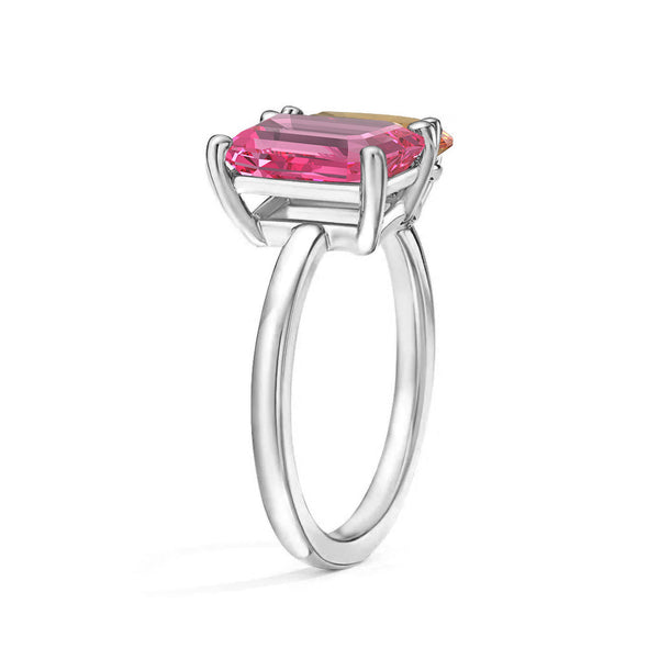 Toi et Moi Personalized Pink Tourmaline Birthstone Anniversary Ring