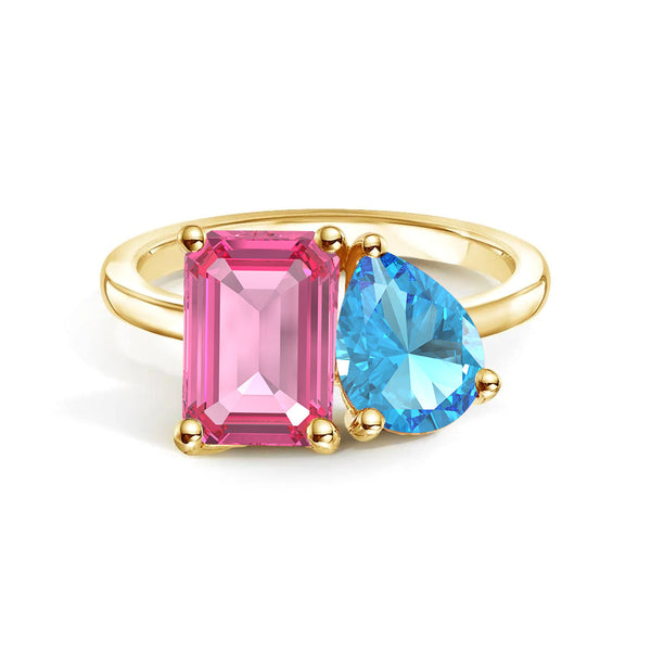 Toi et Moi Personalized Pink Tourmaline Birthstone Anniversary Ring