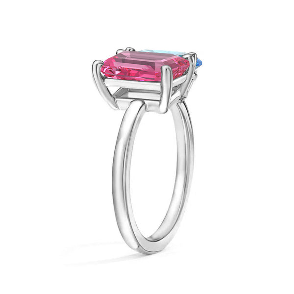 Toi et Moi Personalized Pink Tourmaline Birthstone Anniversary Ring