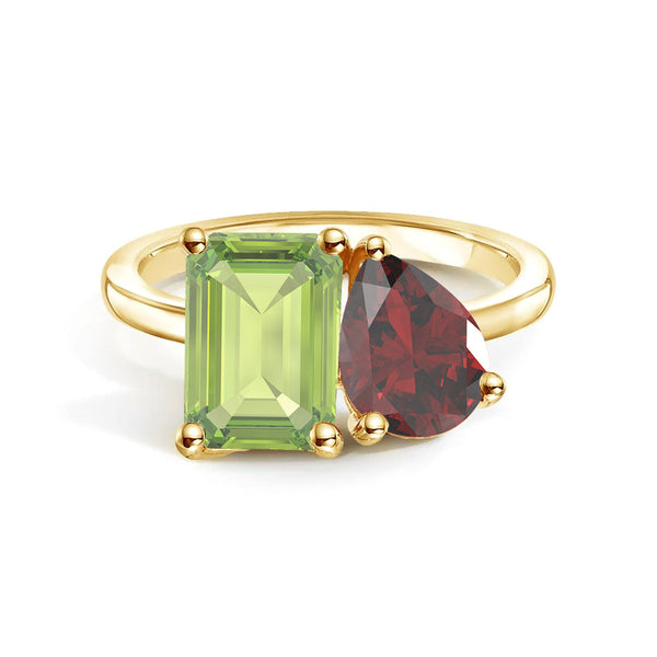 Toi et Moi Personalized Peridot Birthstone Anniversary Ring
