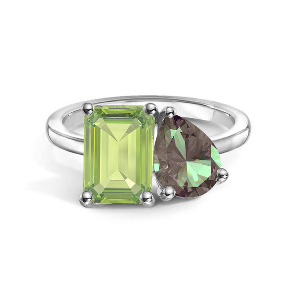 Toi et Moi Personalized Peridot Birthstone Anniversary Ring