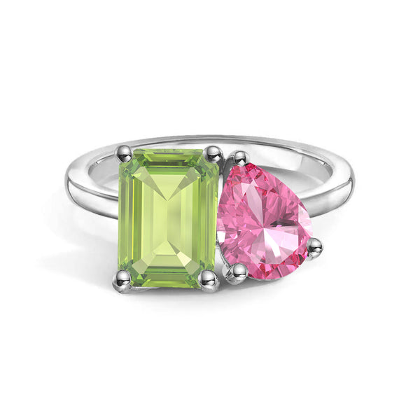 Toi et Moi Personalized Peridot Birthstone Anniversary Ring