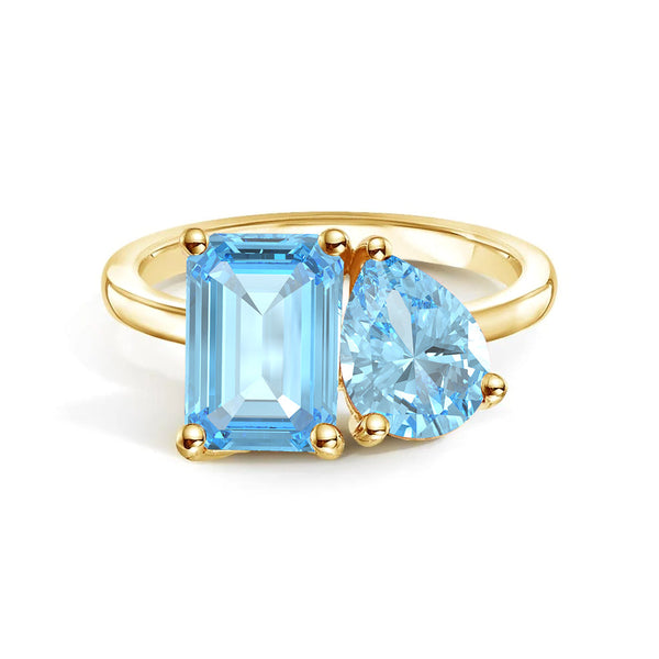 Toi et Moi Personalized Aquamarine Birthstone Anniversary Ring