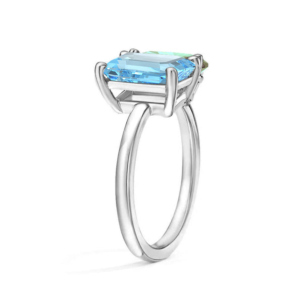 Toi et Moi Personalized Aquamarine Birthstone Anniversary Ring