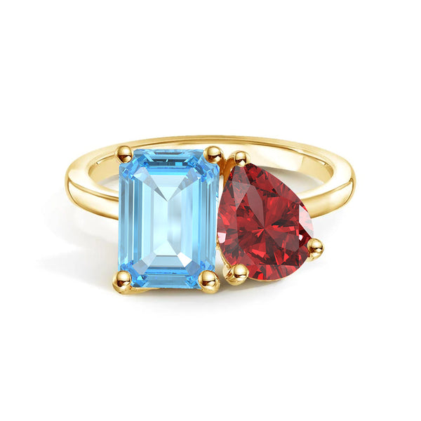 Toi et Moi Personalized Aquamarine Birthstone Anniversary Ring