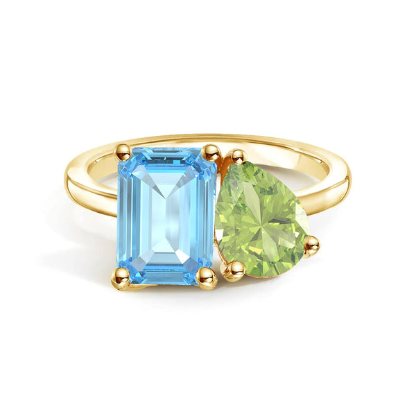 Toi et Moi Personalized Aquamarine Birthstone Anniversary Ring