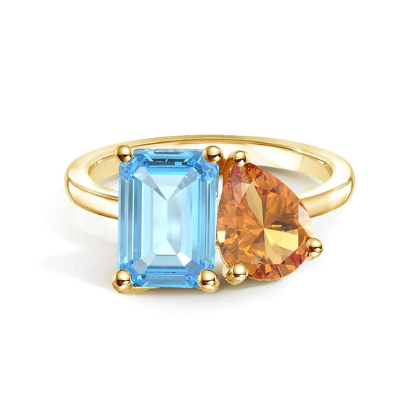 Toi et Moi Personalized Aquamarine Birthstone Anniversary Ring