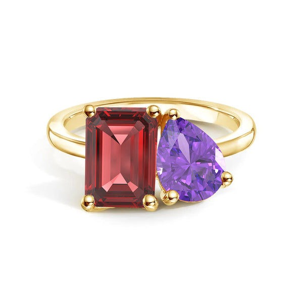 Toi et Moi Personalized Ruby Birthstone Anniversary Ring