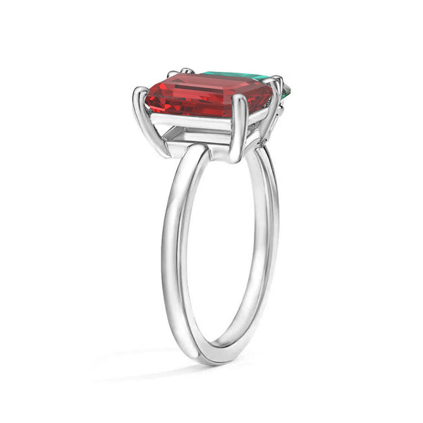 Toi et Moi Personalized Ruby Birthstone Anniversary Ring