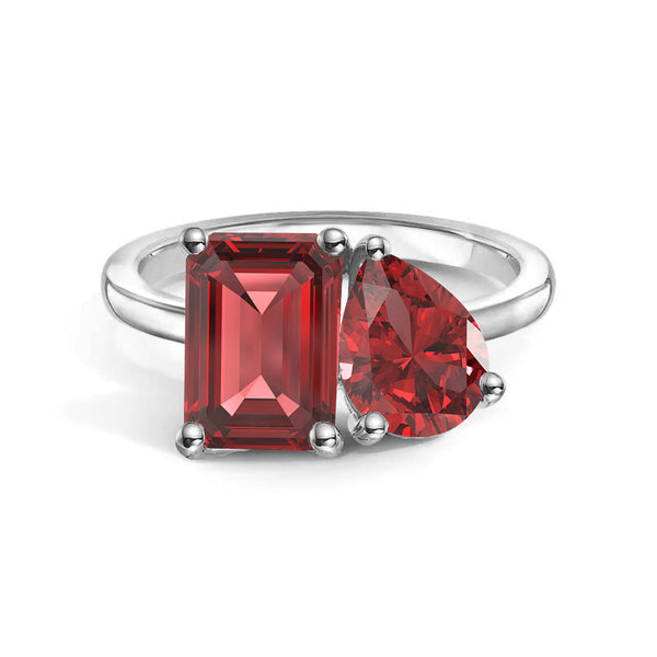 Toi et Moi Personalized Ruby Birthstone Anniversary Ring