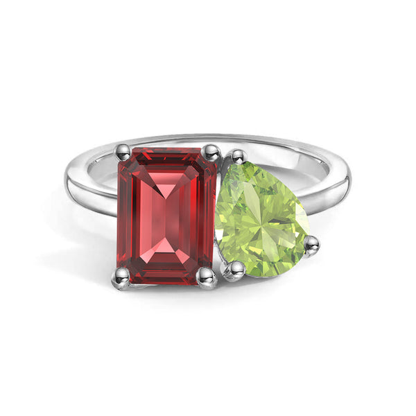 Toi et Moi Personalized Ruby Birthstone Anniversary Ring