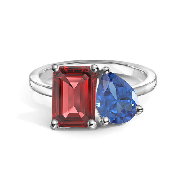Toi et Moi Personalized Ruby Birthstone Anniversary Ring