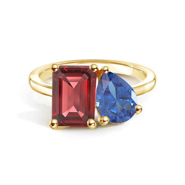 Toi et Moi Personalized Ruby Birthstone Anniversary Ring