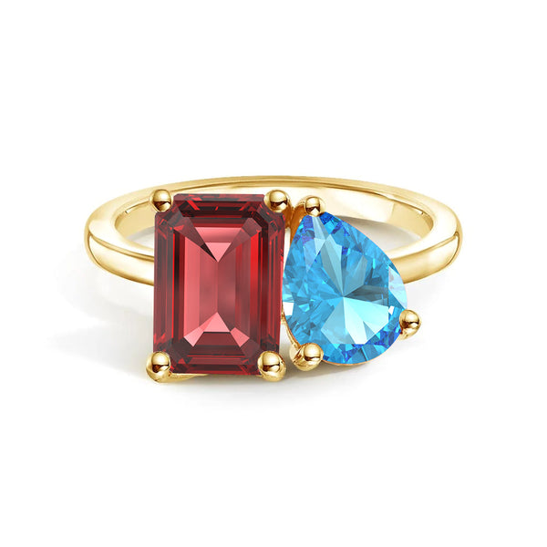 Toi et Moi Personalized Ruby Birthstone Anniversary Ring