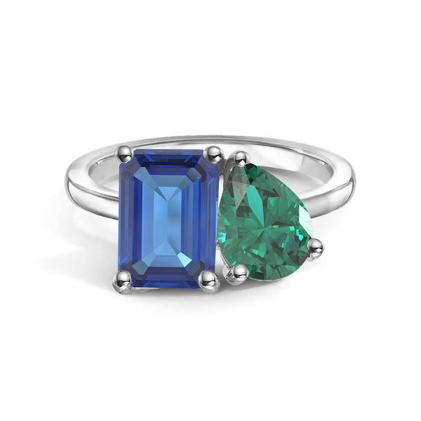 Toi et Moi Personalized Sapphire Birthstone Anniversary Ring