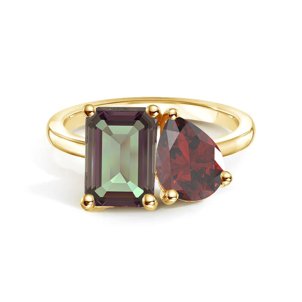 Toi et Moi Personalized Alexandrite Birthstone Anniversary Ring