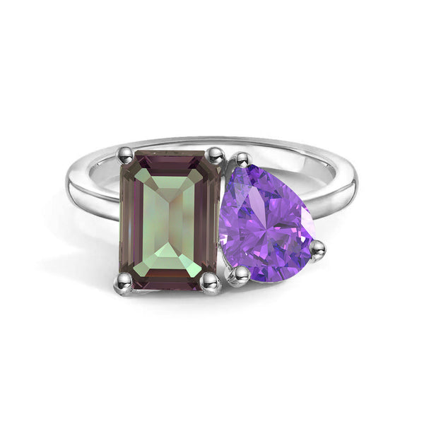 Toi et Moi Personalized Alexandrite Birthstone Anniversary Ring