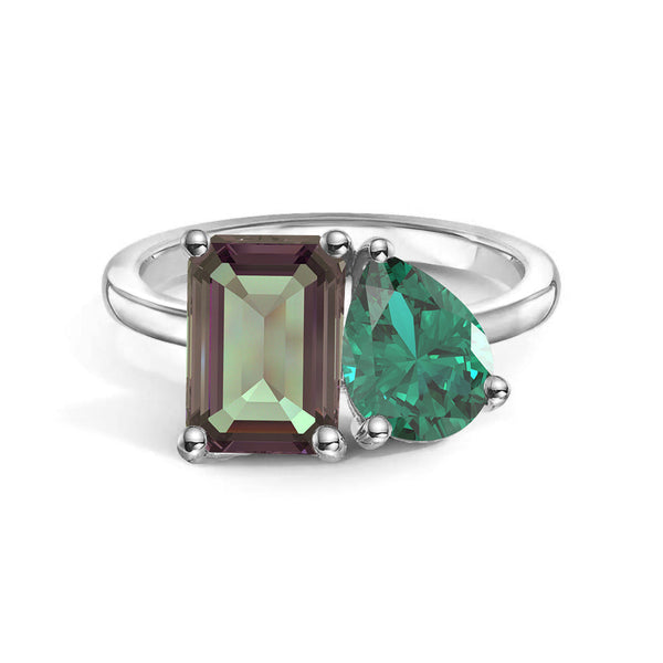 Toi et Moi Personalized Alexandrite Birthstone Anniversary Ring