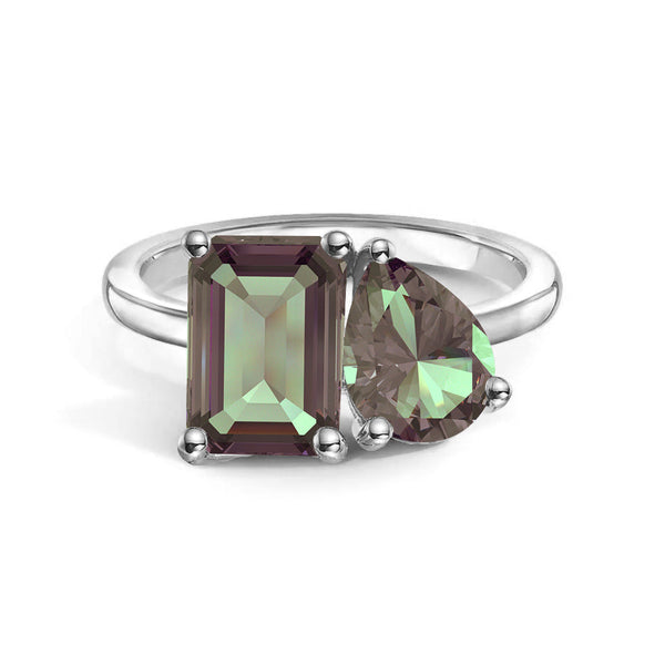 Toi et Moi Personalized Alexandrite Birthstone Anniversary Ring