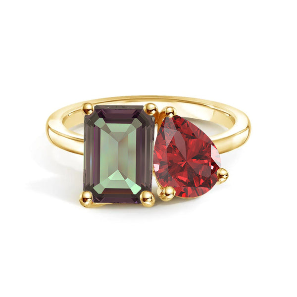 Toi et Moi Personalized Alexandrite Birthstone Anniversary Ring