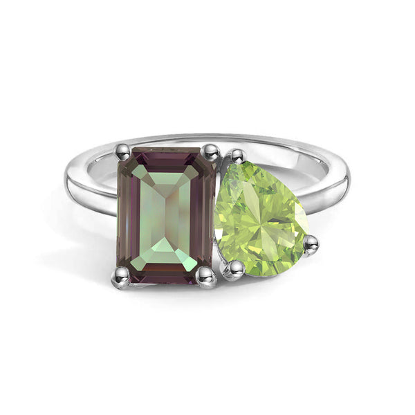 Toi et Moi Personalized Alexandrite Birthstone Anniversary Ring