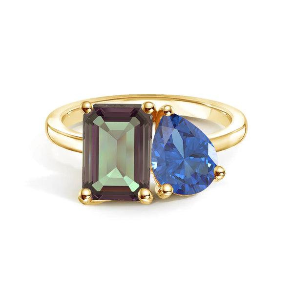 Toi et Moi Personalized Alexandrite Birthstone Anniversary Ring