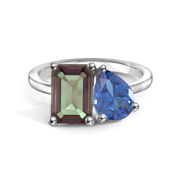 Toi et Moi Personalized Alexandrite Birthstone Anniversary Ring