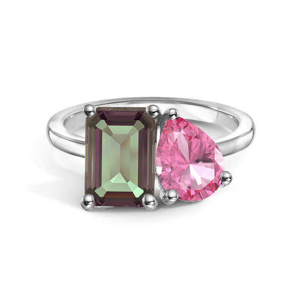 Toi et Moi Personalized Alexandrite Birthstone Anniversary Ring