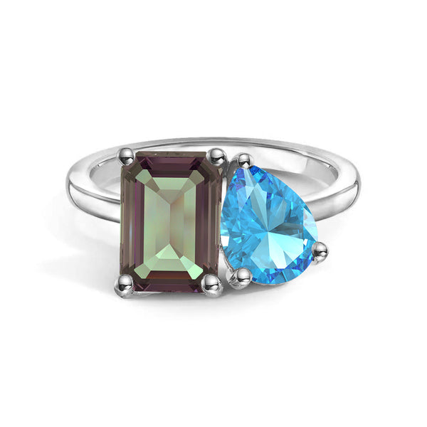 Toi et Moi Personalized Alexandrite Birthstone Anniversary Ring