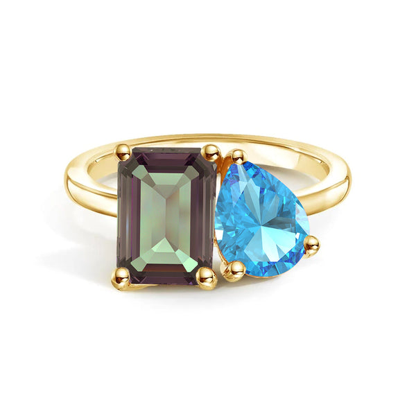 Toi et Moi Personalized Alexandrite Birthstone Anniversary Ring