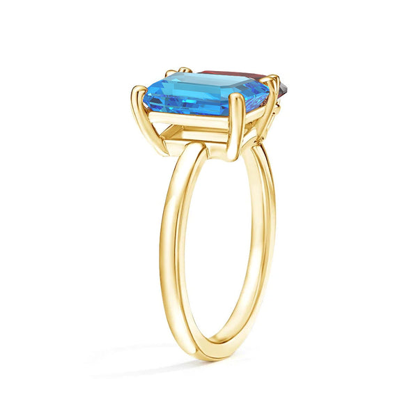 Toi et Moi Personalized Blue Topaz Birthstone Anniversary Ring