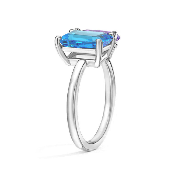 Toi et Moi Personalized Blue Topaz Birthstone Anniversary Ring