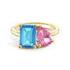 Toi et Moi Personalized Blue Topaz Birthstone Anniversary Ring