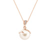 8mm Freshwater Cultured Pearl Spiral Pendant with Moissanite Accent