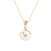 8mm Freshwater Cultured Pearl Spiral Pendant with Moissanite Accent