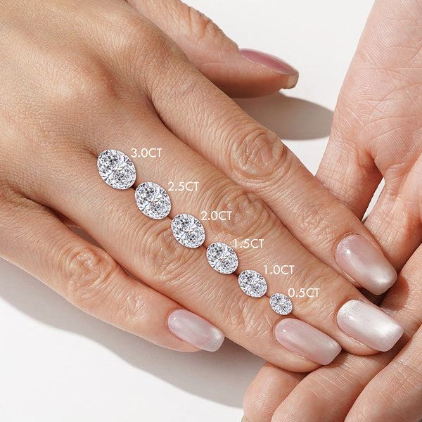 Oval Solitaire Hidden Halo Moissanite Ring Set with Matching Stacking Band